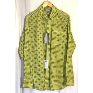 Cinch Men's Lime Green Geometric Print Button Down Shirt MTW1103854-LIM L